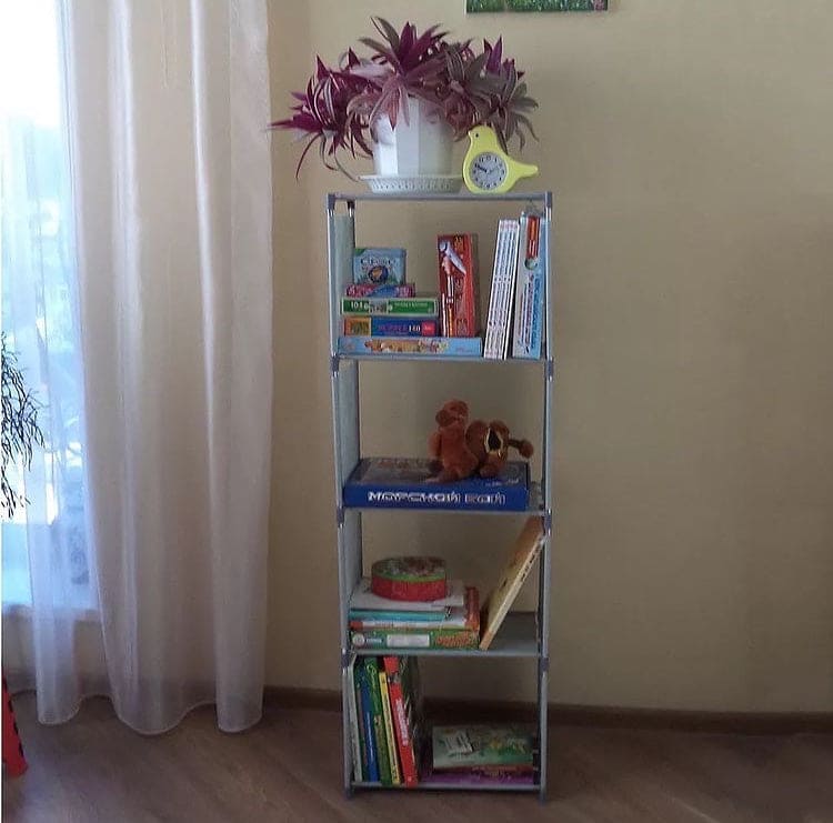 Non Wowen Fabric 4 Layer Simple Bookshelf, Stainless Steel Easy Moving Assembled Shelf, Clothes Toys Rack, Plastic Books Storage Cabinet Non Wowen Fabric 4 Layer Simple Bookshelf, Stainless Steel Easy Moving Assembled Shelf, Clothes Toys Rack, Plastic Books Storage Cabinet